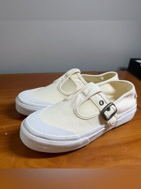 NEW Vans Style 93 Mary Jane Sneaker Shoe Canvas Ivory Off White Beige Buckle 6.5